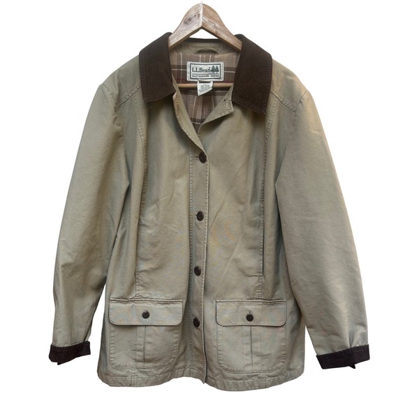 L.L. Bean Other - LL Bean Mens Field Jacket Tan Cotton Corduroy Collar Lined Work Outdoor